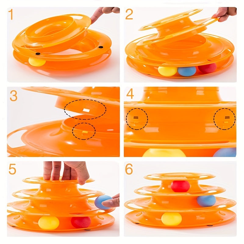 Cat Toy Tower with Rotating Balls