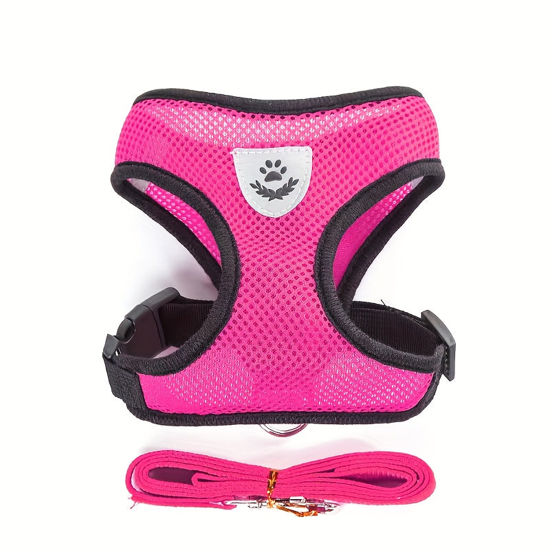 Adjustable Puppy Cat Vest Harness With Soft Mesh