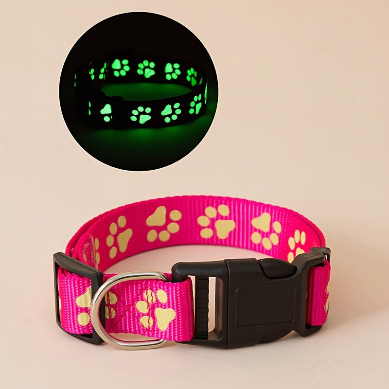 Paw Print Glow in the Dark Dog Collar