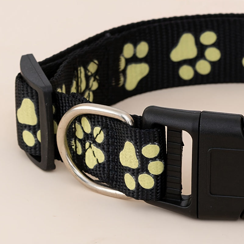 Paw Print Glow in the Dark Dog Collar