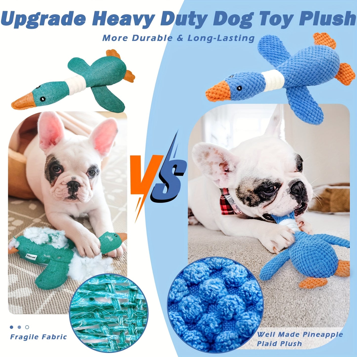Durable Plush Duck Dog Toy for Medium Breeds