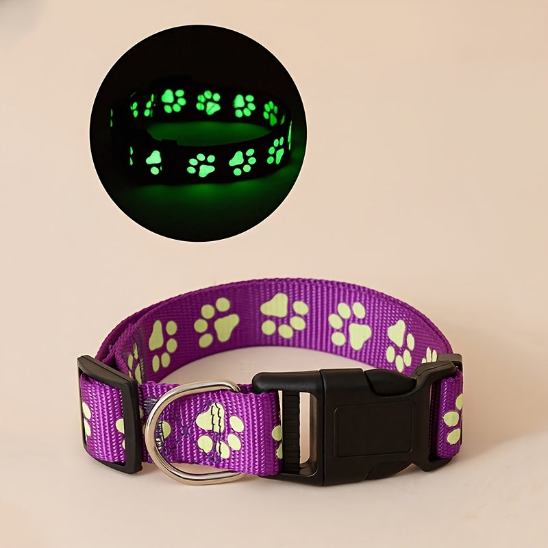 Paw Print Glow in the Dark Dog Collar