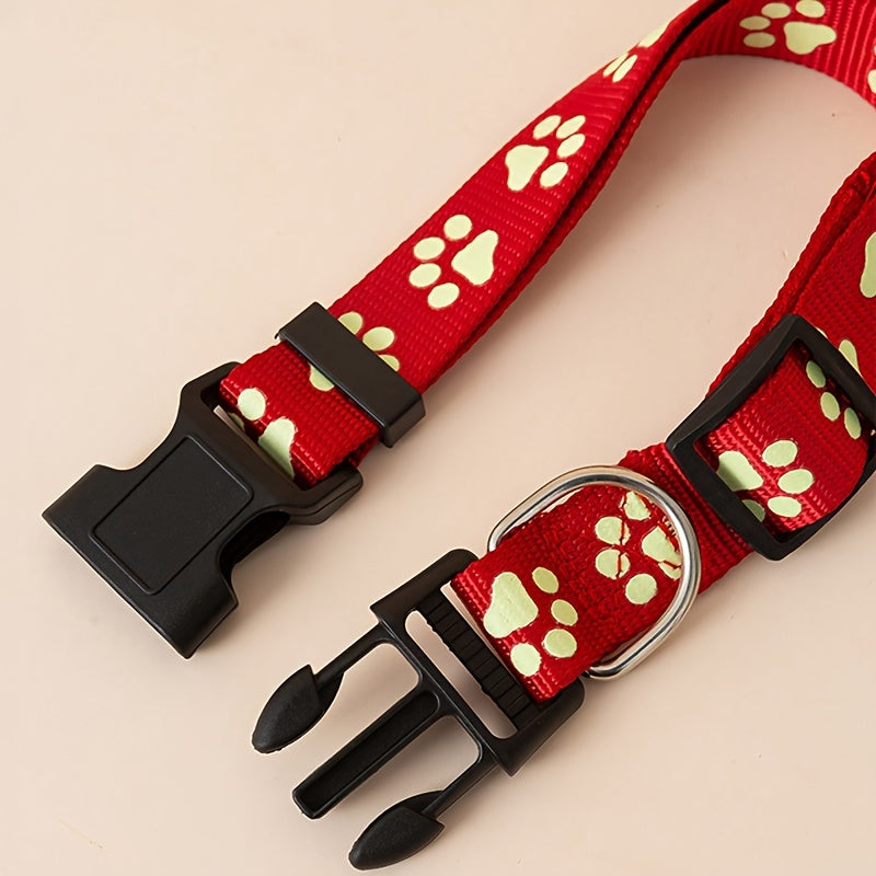Paw Print Glow in the Dark Dog Collar