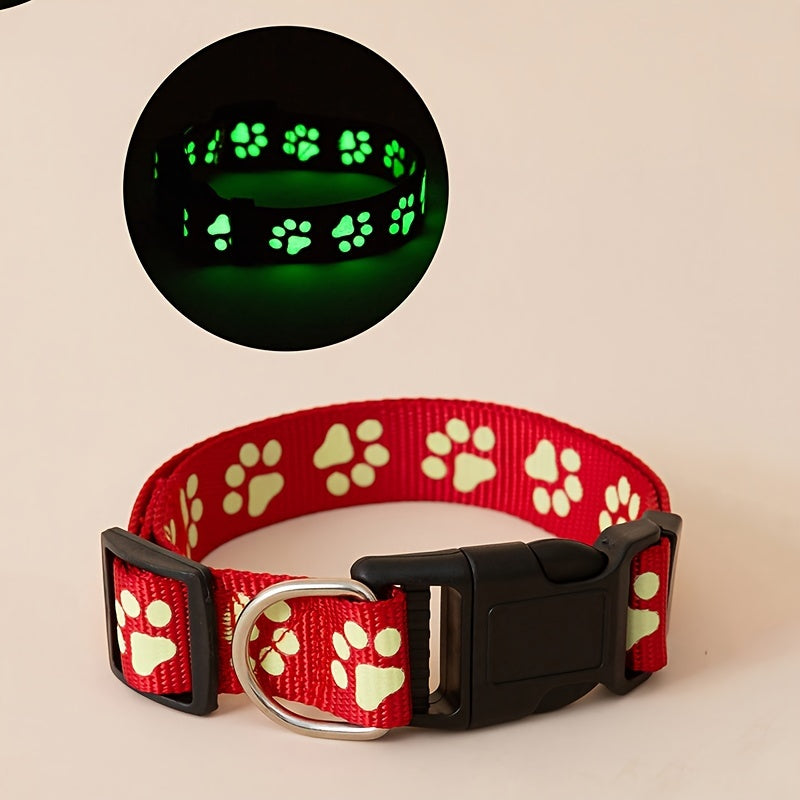 Paw Print Glow in the Dark Dog Collar