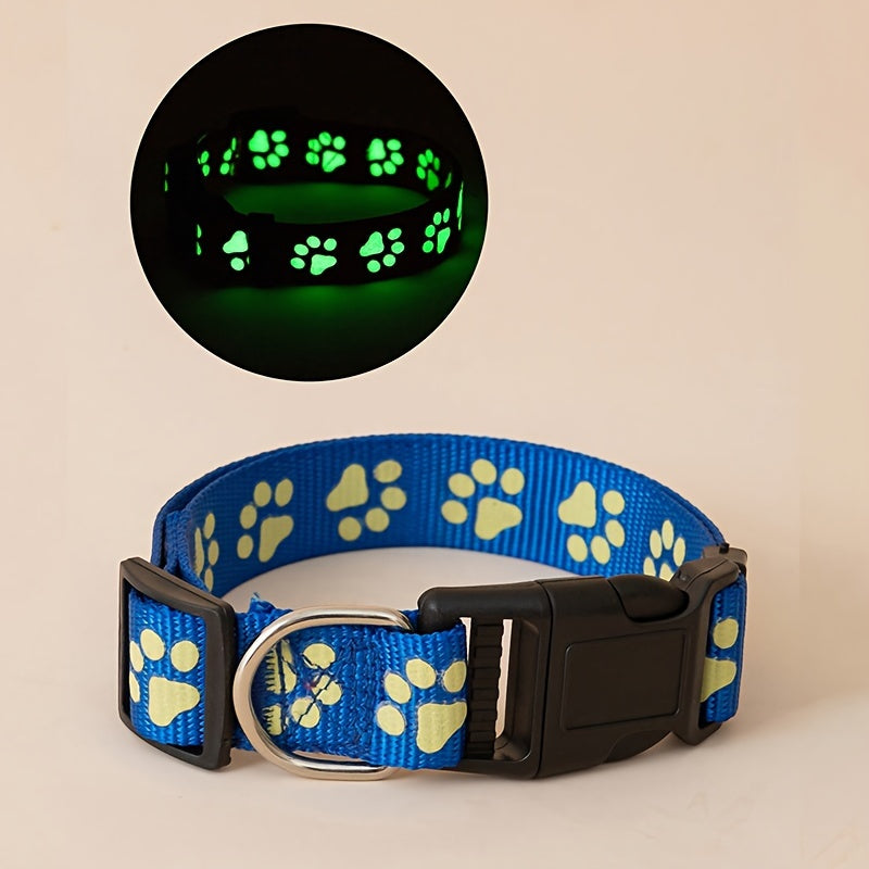 Paw Print Glow in the Dark Dog Collar