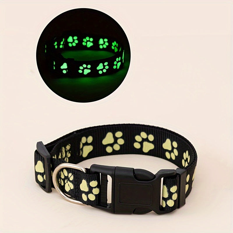 Paw Print Glow in the Dark Dog Collar