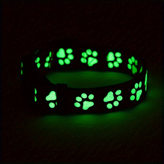 Paw Print Glow in the Dark Dog Collar