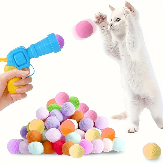 Cat Launcher Toy with 20 Plush Balls