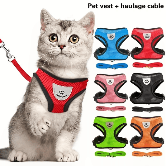 Adjustable Puppy Cat Vest Harness With Soft Mesh