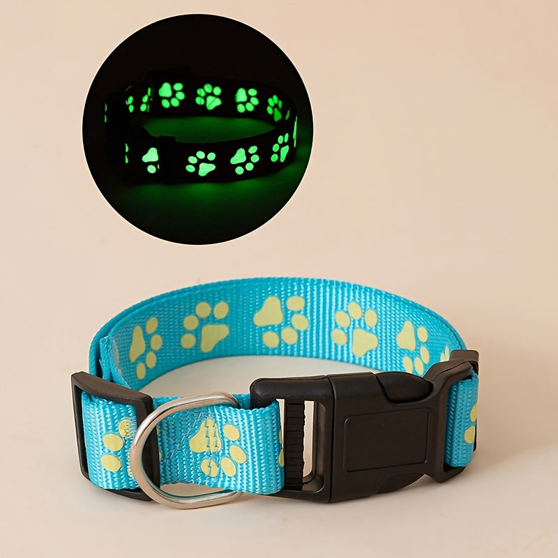 Paw Print Glow in the Dark Dog Collar